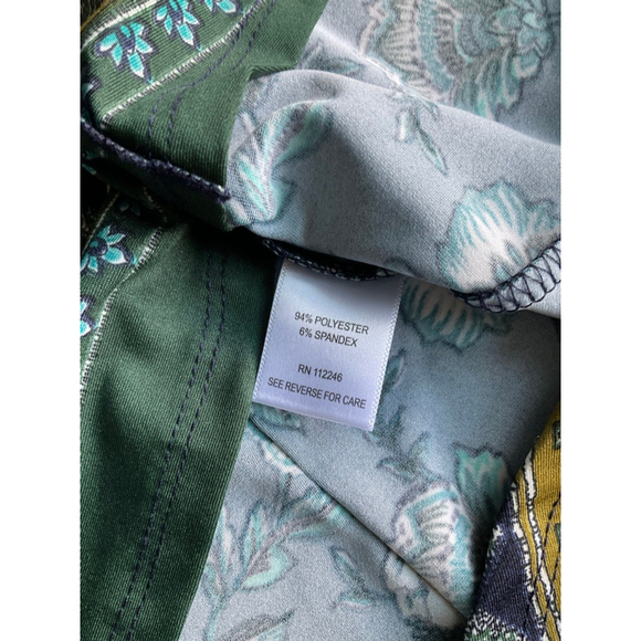 Sami & Jo Plus Floral Boho Top Navy Teal Mustard Short Sleeve 1X NWT - Picture 4 of 7